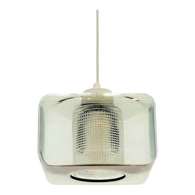 Lampa sufitowa, szkło szare, kryształ transparentny, proj. C. Fagerlund, Orrefors, Szwecja, lata 60. - WYMIARY