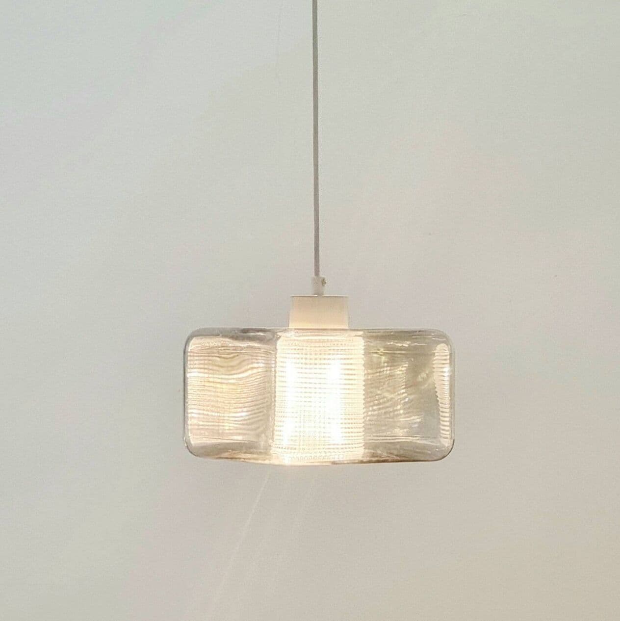 Lampa sufitowa, szkło szare, kryształ transparentny, proj. C. Fagerlund, Orrefors, Szwecja, lata 60. - 294496