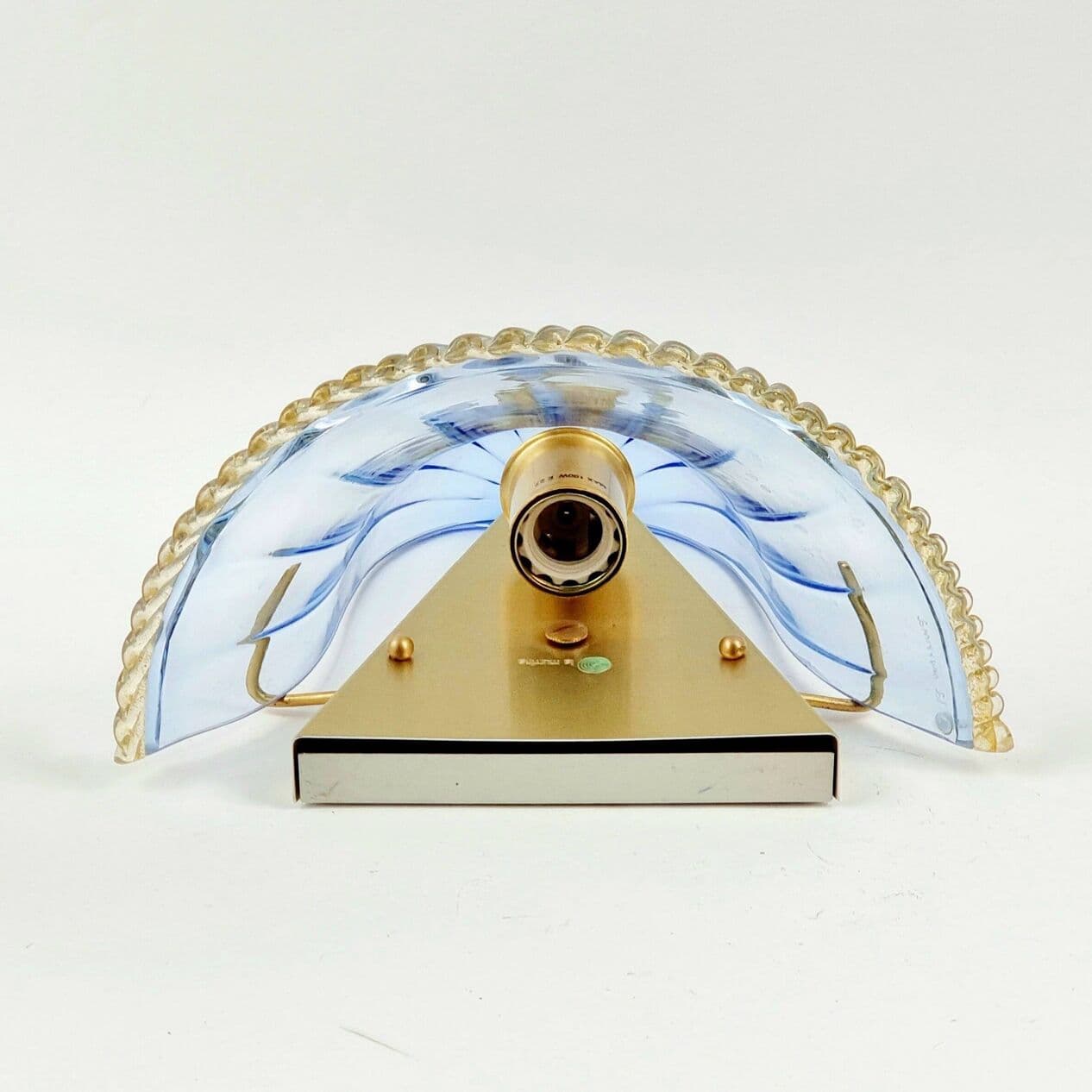 Para kinkietów ściennych La Murrina Murano, szkło niebieskie transparentne, mosiądz złoty, Włochy, lata 80. - 294480