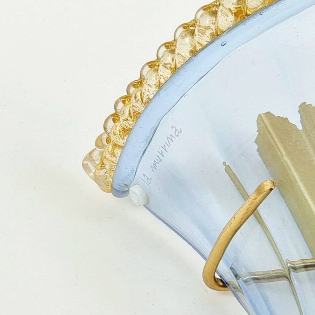 Para kinkietów ściennych La Murrina Murano, szkło niebieskie transparentne, mosiądz złoty, Włochy, lata 80. - 294479