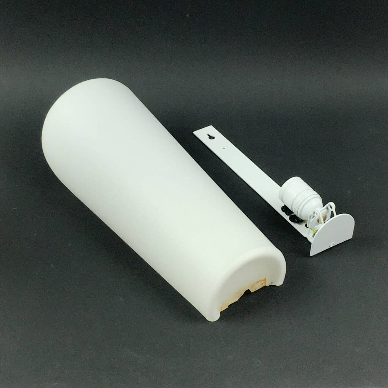 Pair of wall lamps Magna, white opaline glass, metal, by W. Wagenfeld, Peill & Putzler, Germany, 1960s. - 294389