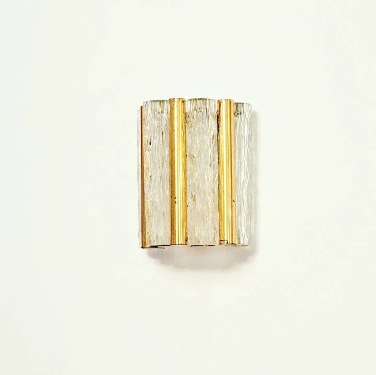 Kinkiet, transparentne szkło, mosiądz, Kaiser Leuchten, Niemcy, lata 60. - 294392