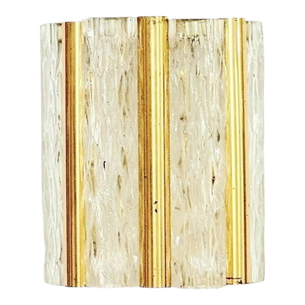 Kinkiet, transparentne szkło, mosiądz, Kaiser Leuchten, Niemcy, lata 60.