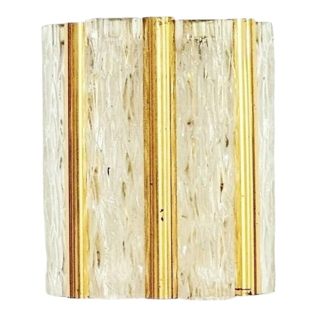 Kinkiet, transparentne szkło, mosiądz, Kaiser Leuchten, Niemcy, lata 60. - WYMIARY