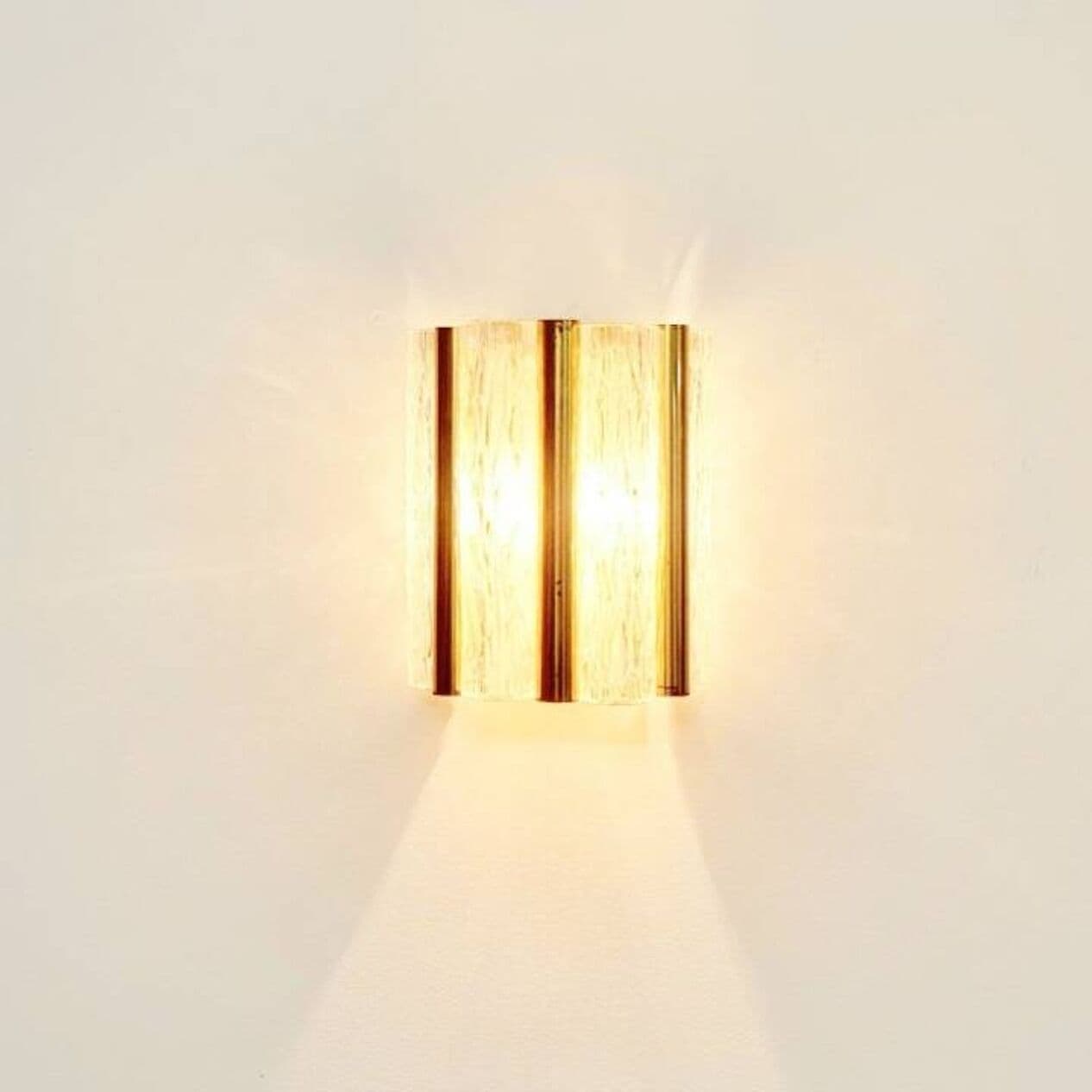 Kinkiet, transparentne szkło, mosiądz, Kaiser Leuchten, Niemcy, lata 60. - 294393