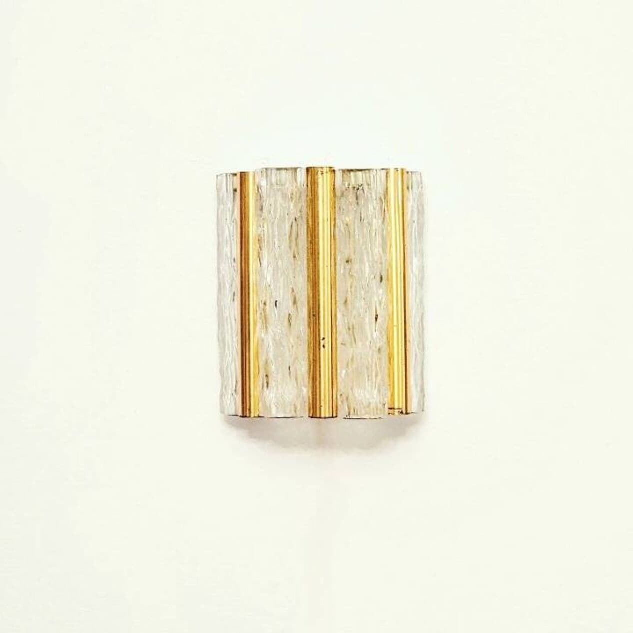 Kinkiet, transparentne szkło, mosiądz, Kaiser Leuchten, Niemcy, lata 60. - 294391