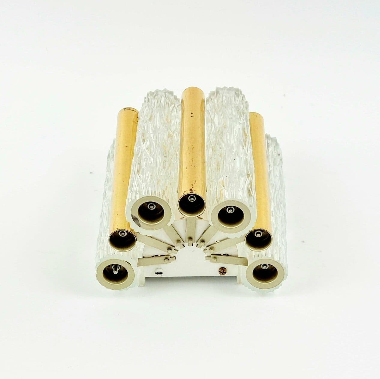 Kinkiet, transparentne szkło, mosiądz, Kaiser Leuchten, Niemcy, lata 60. - 294396