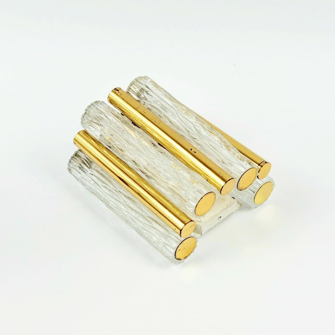 Kinkiet, transparentne szkło, mosiądz, Kaiser Leuchten, Niemcy, lata 60. - 294395