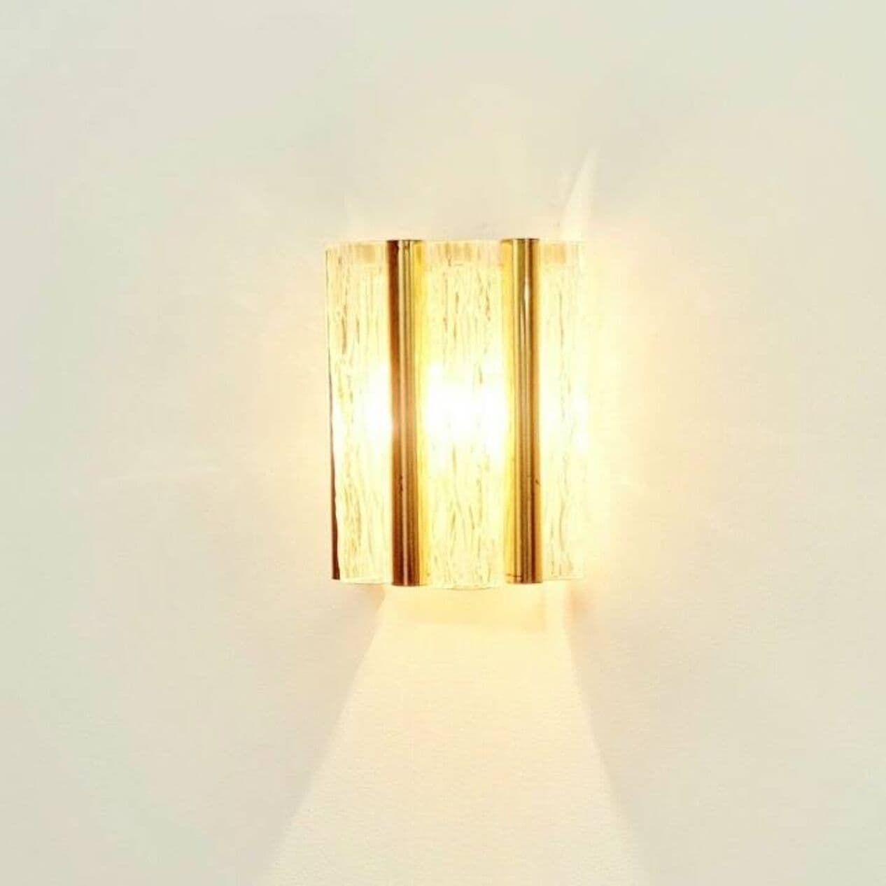 Kinkiet, transparentne szkło, mosiądz, Kaiser Leuchten, Niemcy, lata 60. - 294394