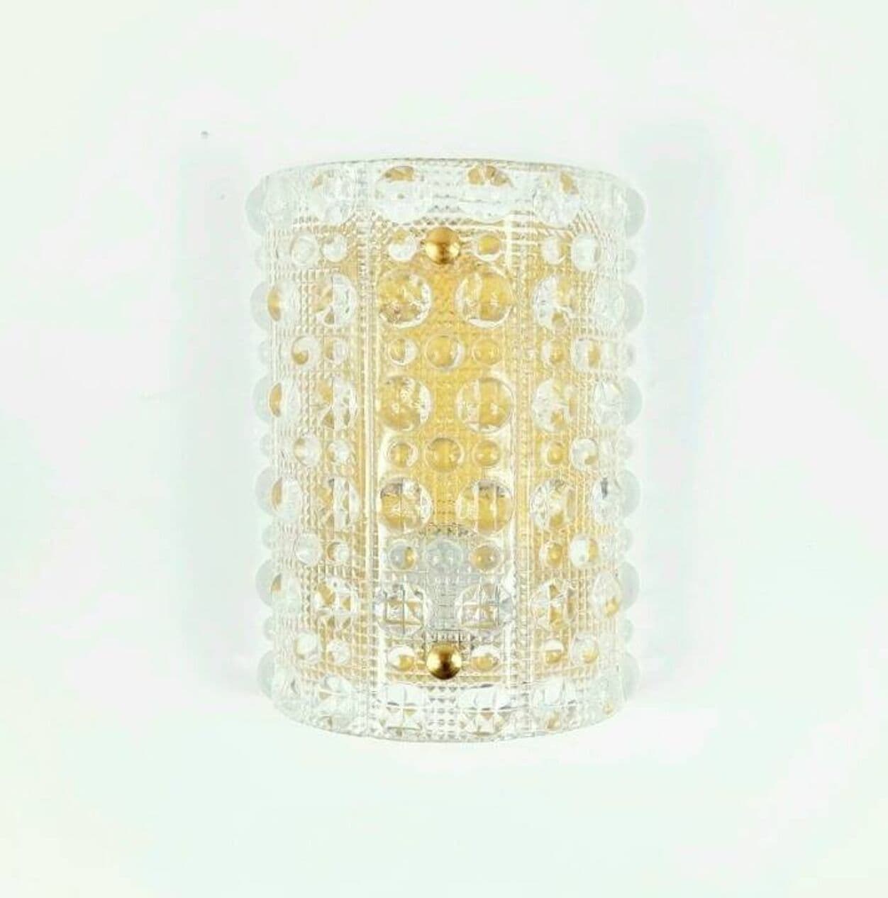 Kinkiet, szkło kryształowe transparentne, mosiądz, proj. Carl Fagerlund, Orrefors, Szwecja, lata 60. - 294452