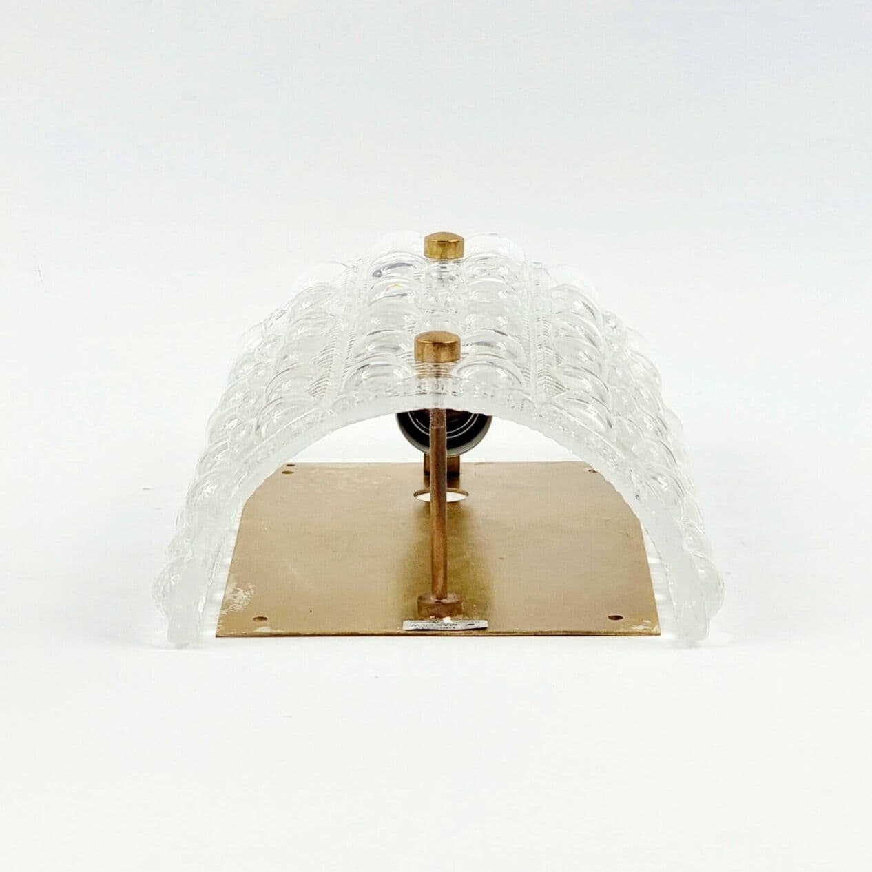 Kinkiet, szkło kryształowe transparentne, mosiądz, proj. Carl Fagerlund, Orrefors, Szwecja, lata 60. - 294456