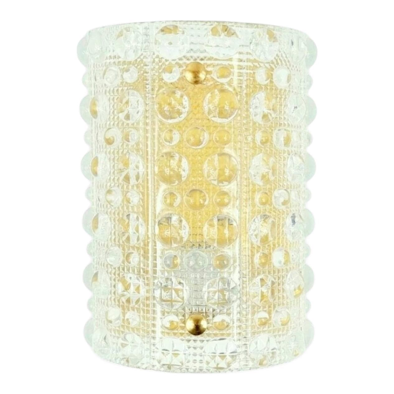 Kinkiet, szkło kryształowe transparentne, mosiądz, proj. Carl Fagerlund, Orrefors, Szwecja, lata 60.