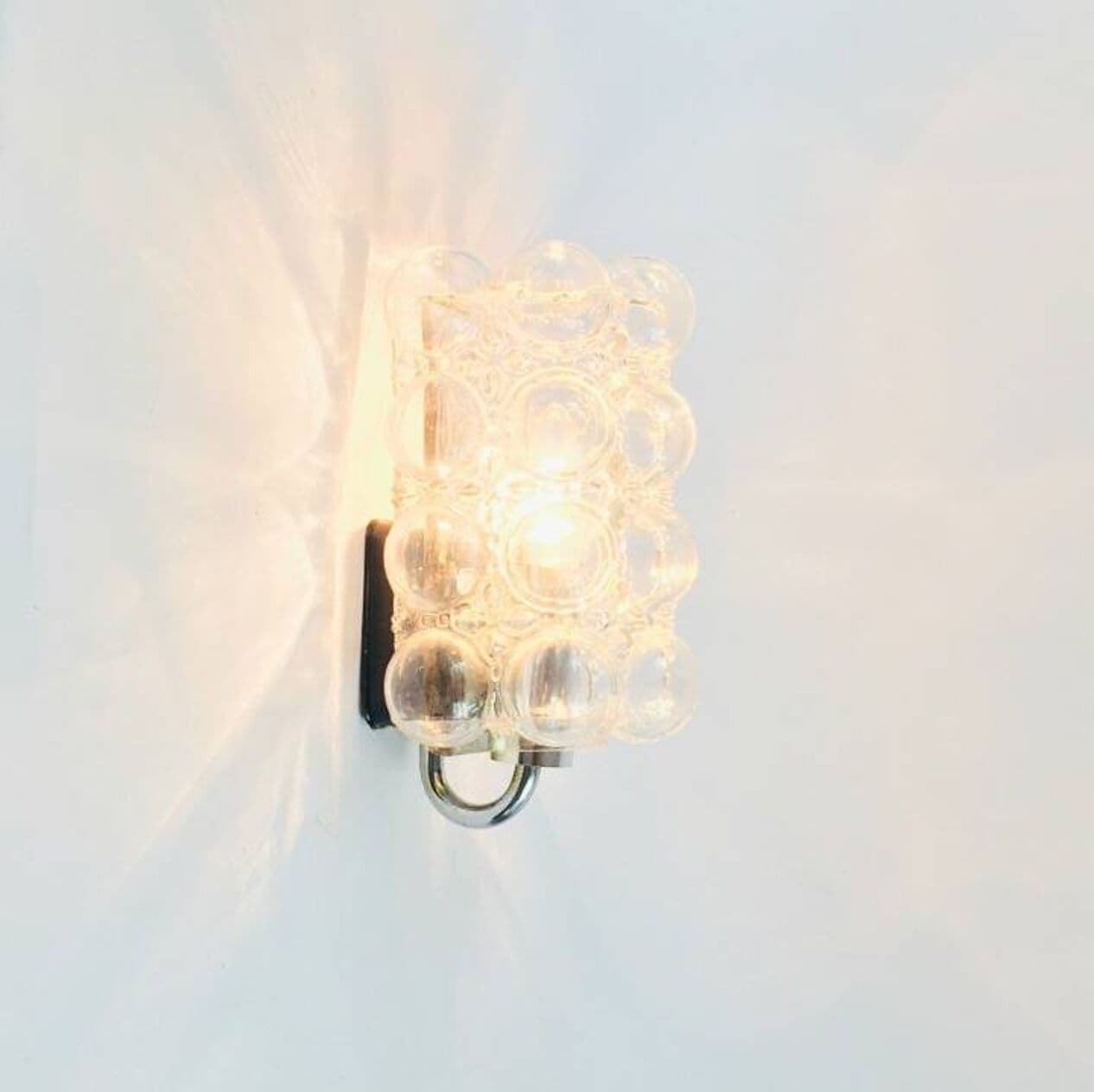 Para kinkietów Bubble, szkło transparentne, chrom, proj. H. Tynell, Limburg, Niemcy, lata 60. - 294445