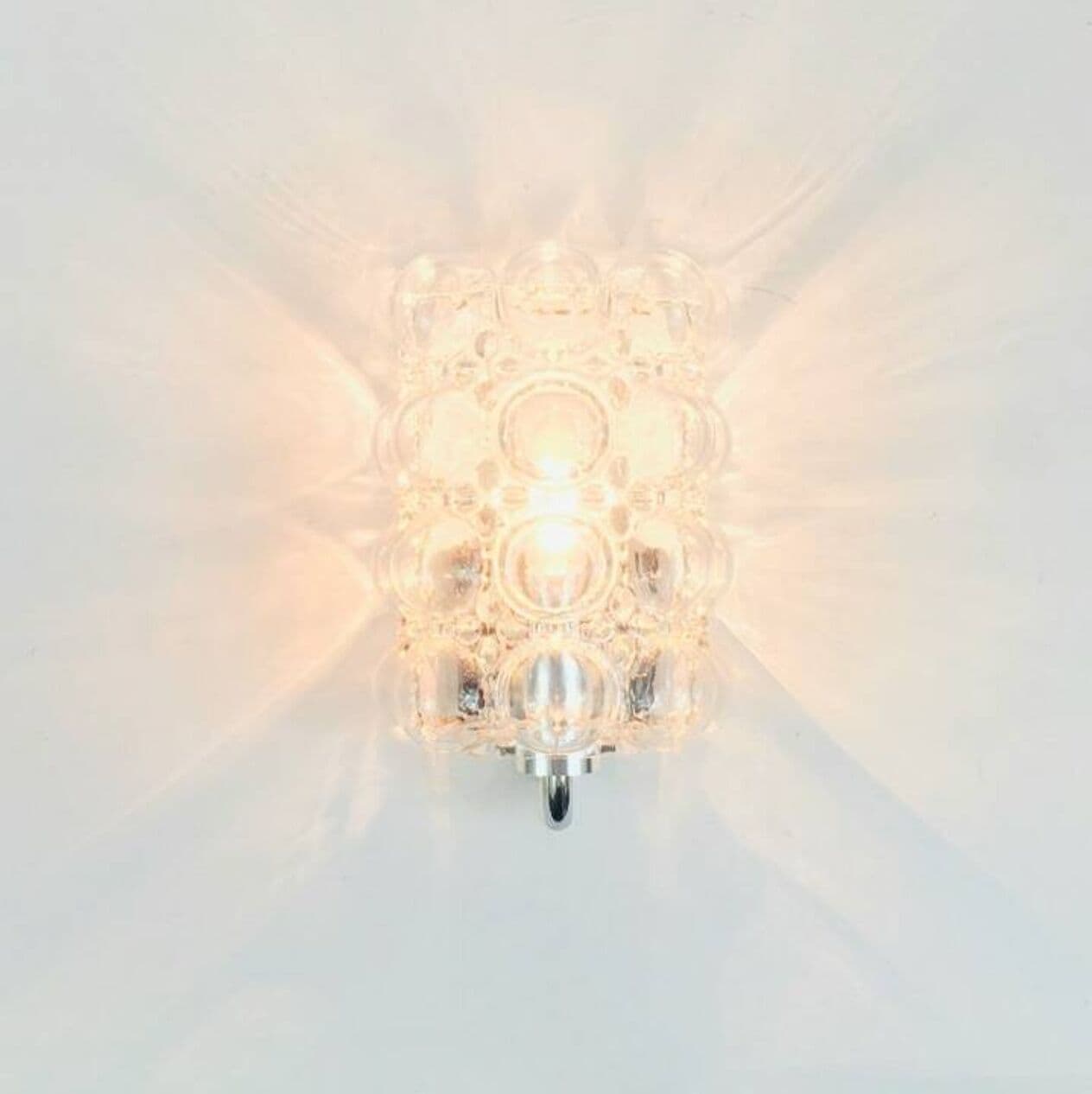 Para kinkietów Bubble, szkło transparentne, chrom, proj. H. Tynell, Limburg, Niemcy, lata 60. - 294444