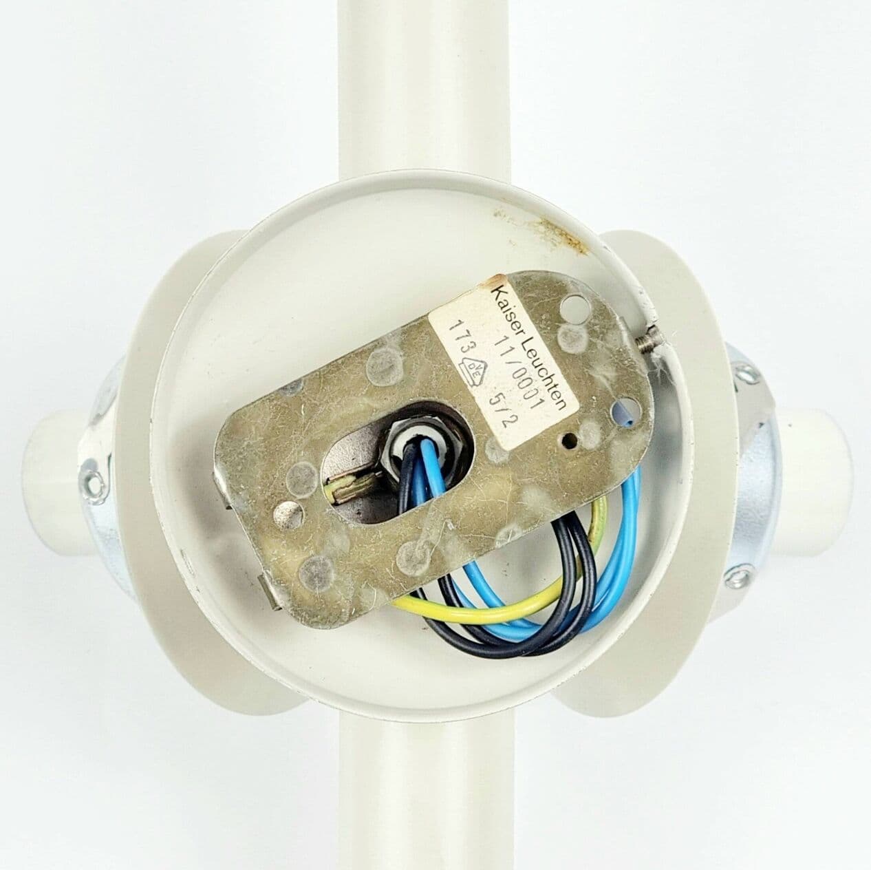 Kinkiet Space Age, szkło opalowe białe, metal, Kaiser Leuchten, Niemcy, lata 60. - 294888