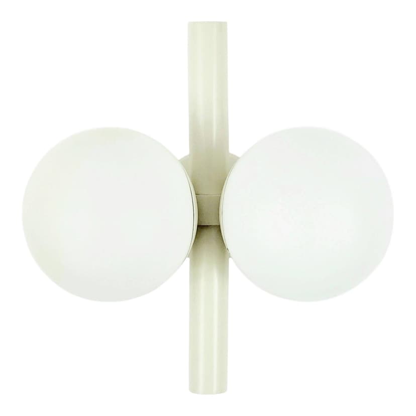 Kinkiet Space Age, szkło opalowe białe, metal, Kaiser Leuchten, Niemcy, lata 60.