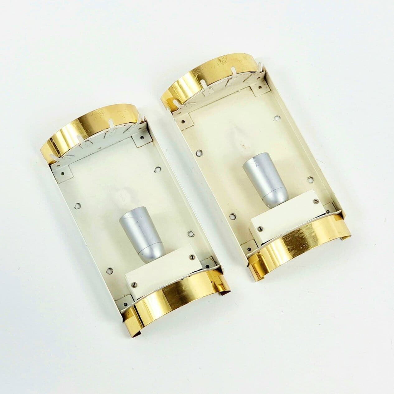 Para kinkietów, Ice Glass, szkło transparent, mosiądz, Doria Leuchten, Niemcy, lata 60. - 294866