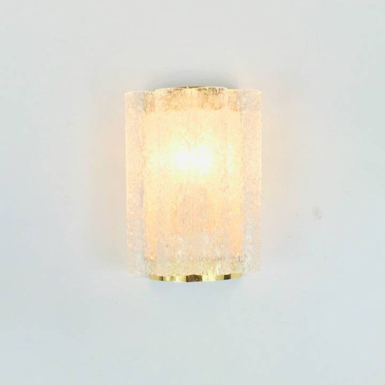 Para kinkietów, Ice Glass, szkło transparent, mosiądz, Doria Leuchten, Niemcy, lata 60. - 294862