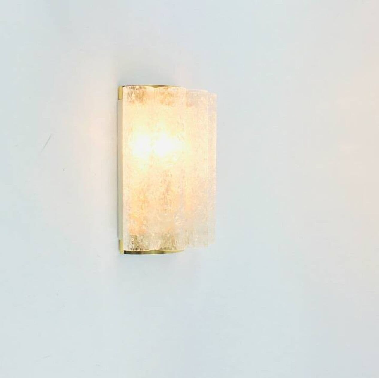 Para kinkietów, Ice Glass, szkło transparent, mosiądz, Doria Leuchten, Niemcy, lata 60. - 294863