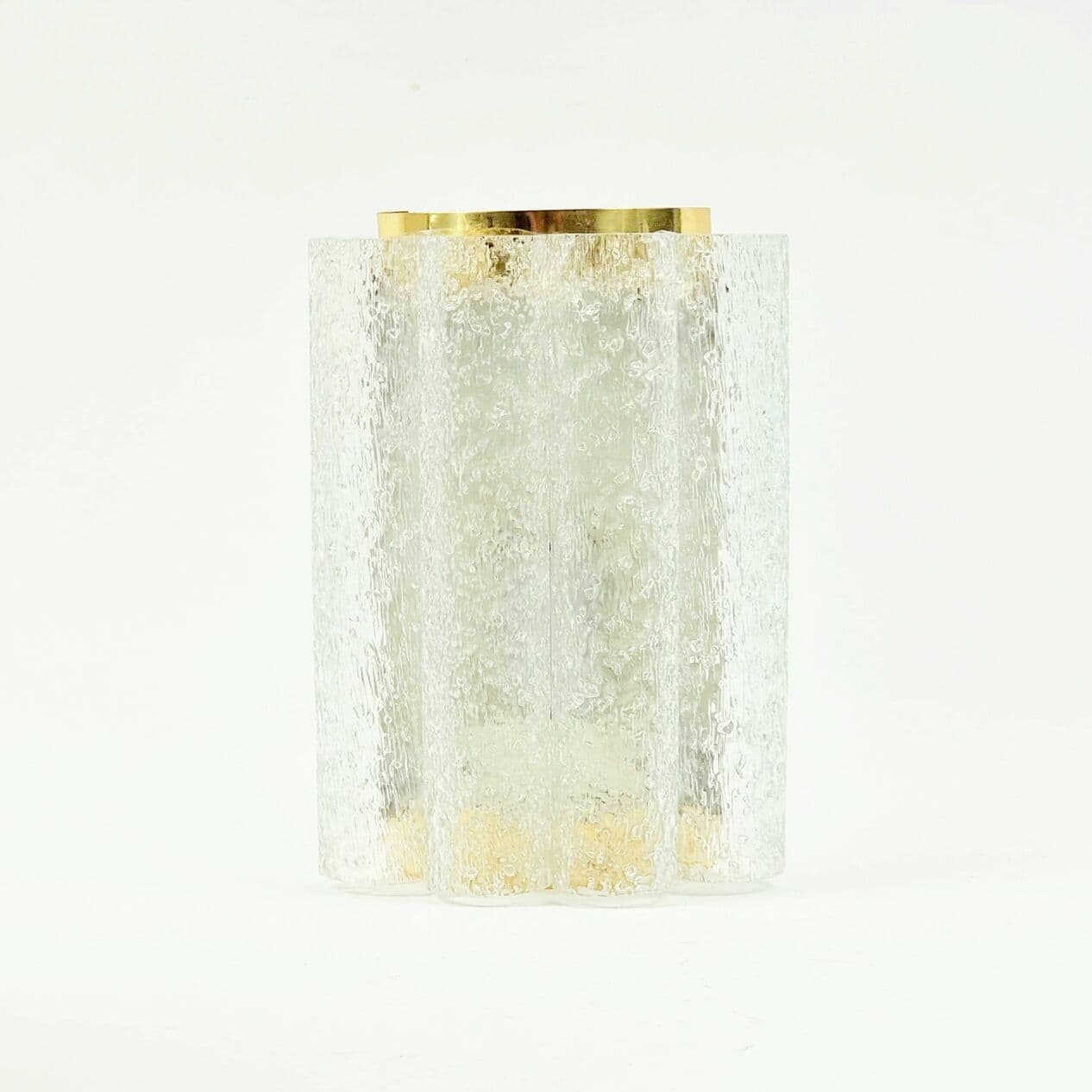 Para kinkietów, Ice Glass, szkło transparent, mosiądz, Doria Leuchten, Niemcy, lata 60. - 294860