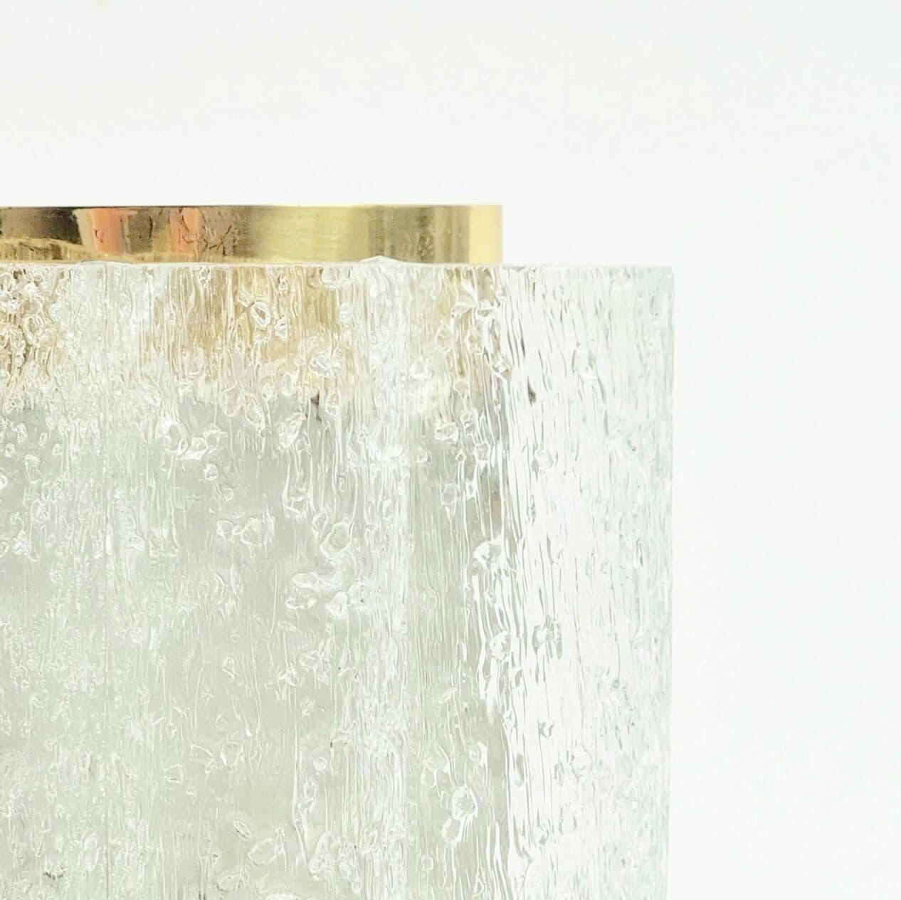 Para kinkietów, Ice Glass, szkło transparent, mosiądz, Doria Leuchten, Niemcy, lata 60. - 294861