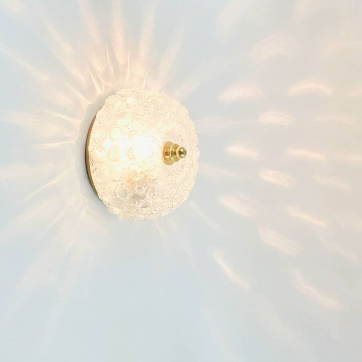 Lampa sufitowa Diamond, szkło transparentne, mosiądz złoty, proj. H. Tynell, Limburg, Niemcy, lata 60. - 294854