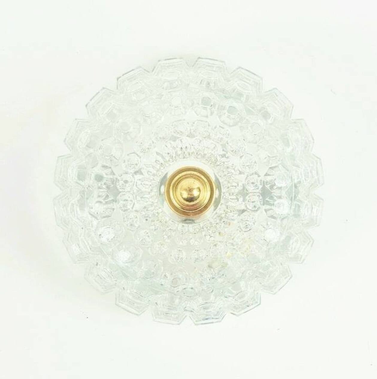 Lampa sufitowa Diamond, szkło transparentne, mosiądz złoty, proj. H. Tynell, Limburg, Niemcy, lata 60. - 294847