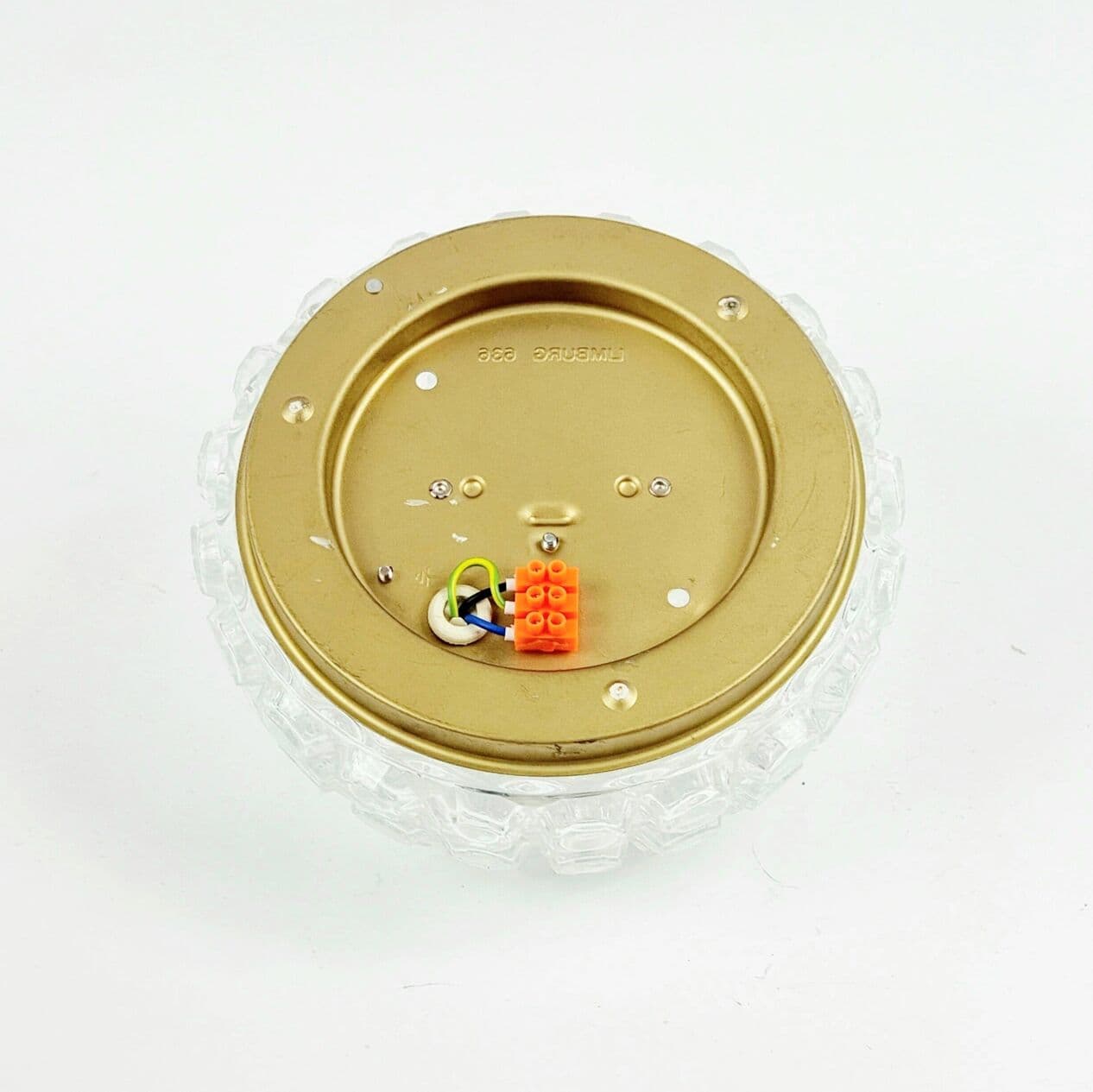 Lampa sufitowa Diamond, szkło transparentne, mosiądz złoty, proj. H. Tynell, Limburg, Niemcy, lata 60. - 294856