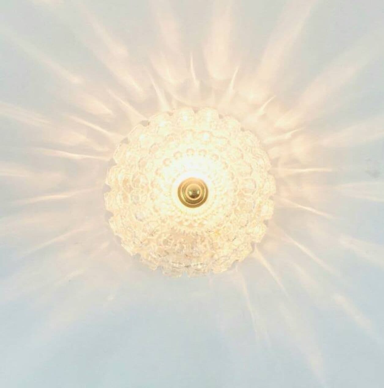 Lampa sufitowa Diamond, szkło transparentne, mosiądz złoty, proj. H. Tynell, Limburg, Niemcy, lata 60. - 294853