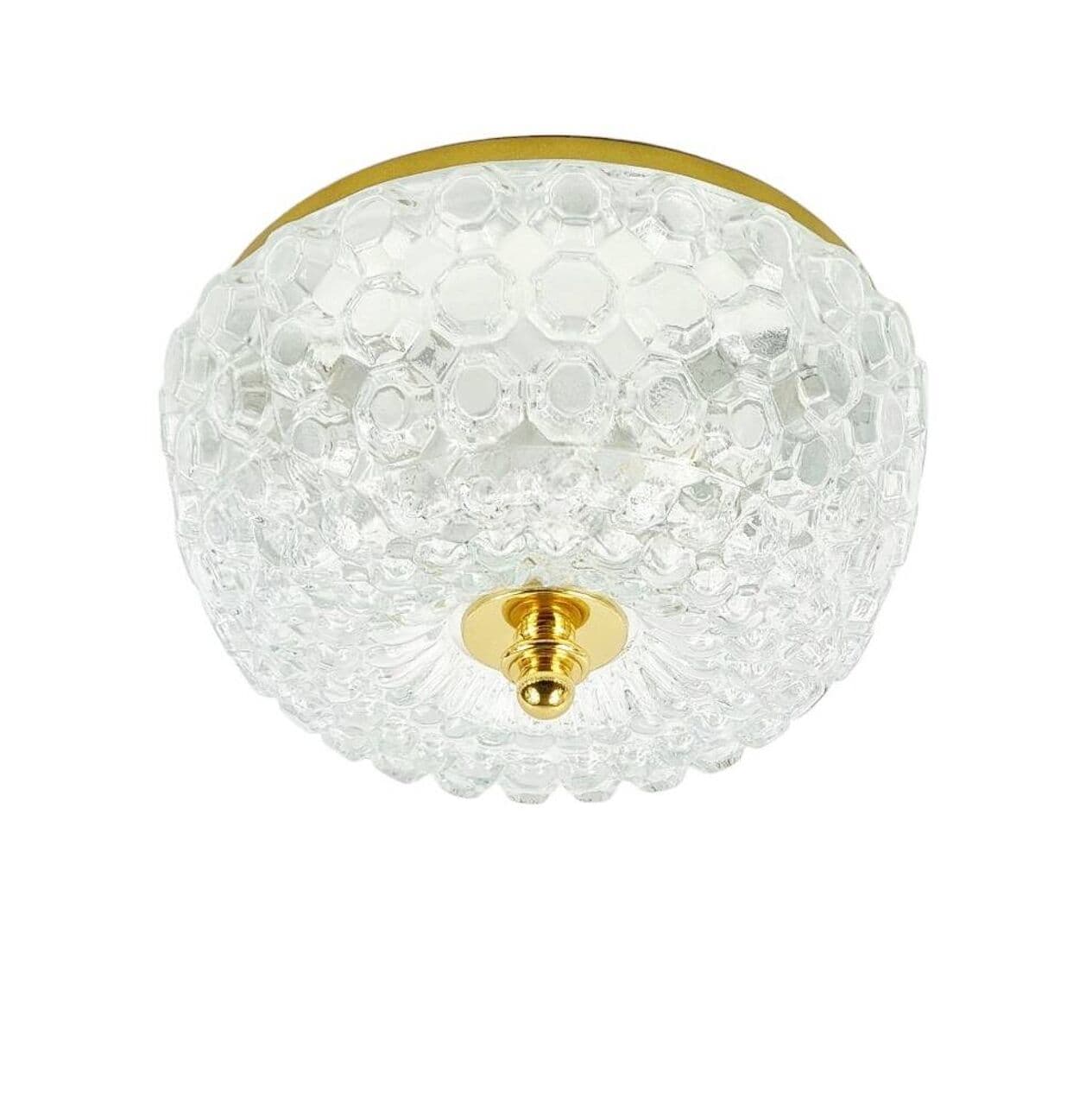 Lampa sufitowa Bubble, szkło transparentne, mosiądz złoty, proj. H. Tynell, Limburg, Niemcy, lata 60. - 294836