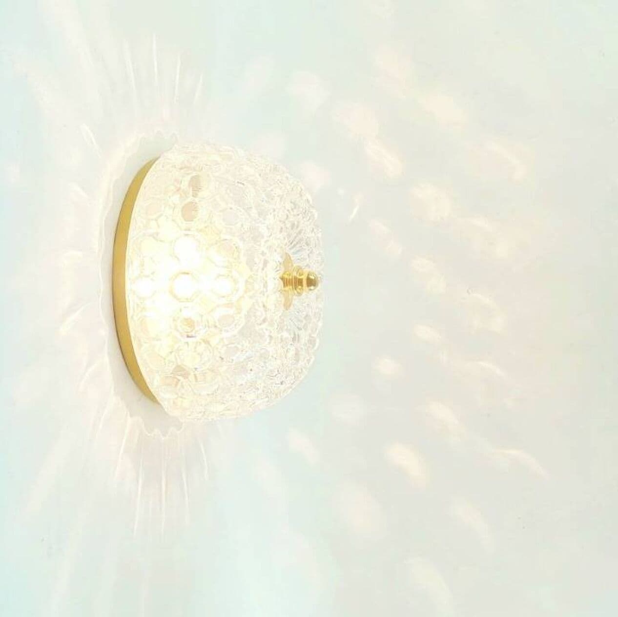 Lampa sufitowa Bubble, szkło transparentne, mosiądz złoty, proj. H. Tynell, Limburg, Niemcy, lata 60. - 294842