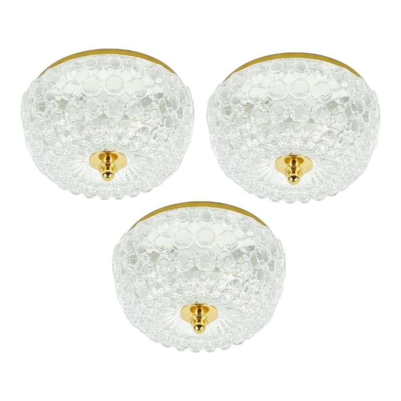 Lampa sufitowa Bubble, szkło transparentne, mosiądz złoty, proj. H. Tynell, Limburg, Niemcy, lata 60.