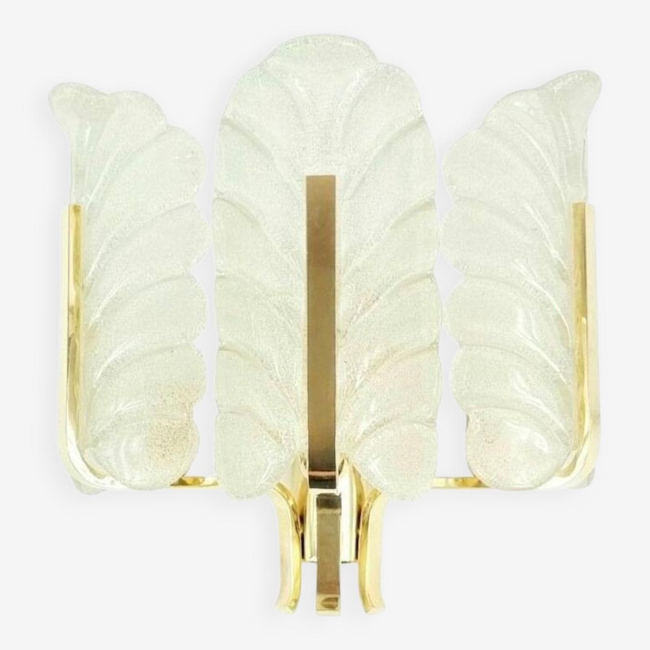 Kinkiet proj. Carl Fagerlund, szkło transparentne, mosiądz, Szwecja, lata 60.