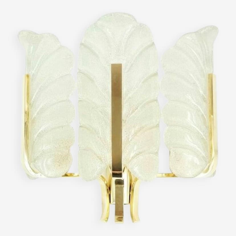 Kinkiet proj. Carl Fagerlund, szkło transparentne, mosiądz, Szwecja, lata 60.