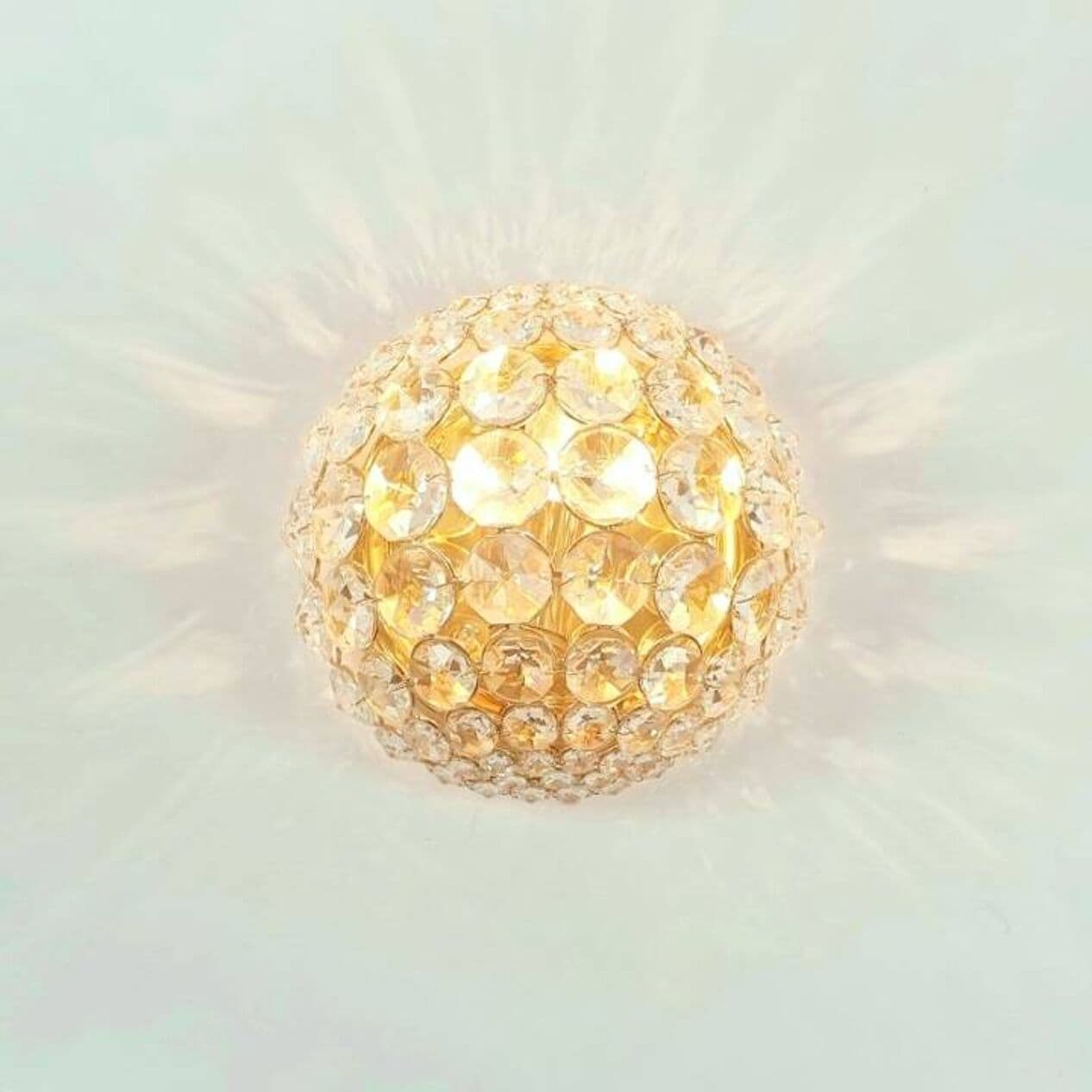 Wall Lamp, transparent crystal, gilt brass, Palwa, Germany, 1970s. - 294809