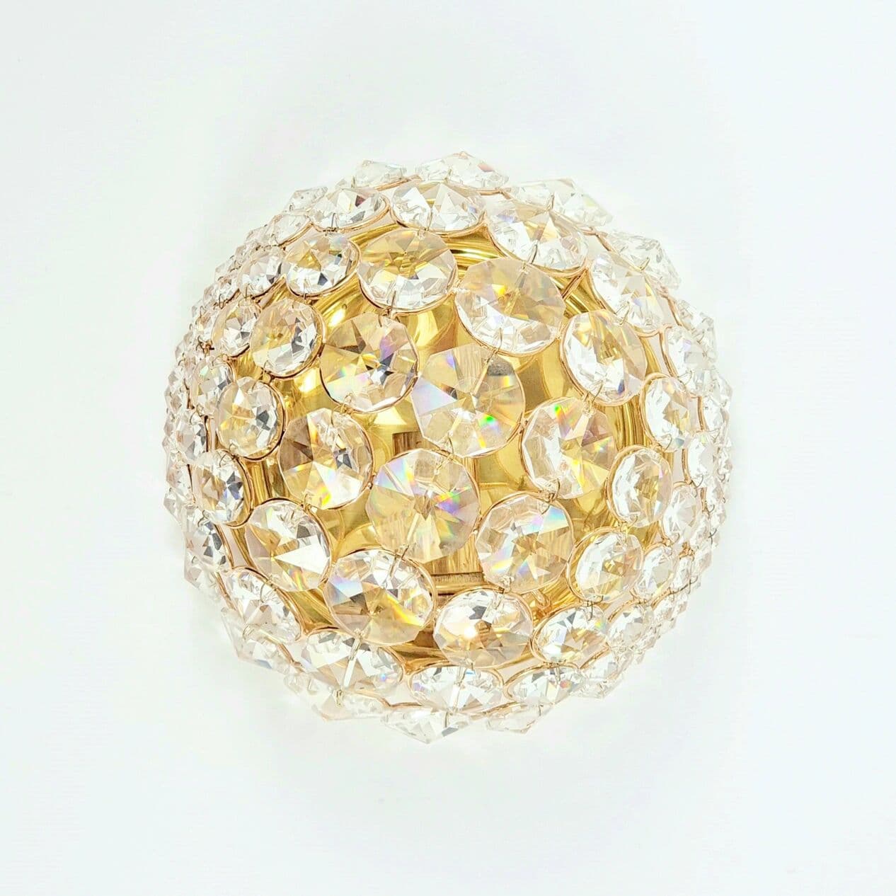 Wall Lamp, transparent crystal, gilt brass, Palwa, Germany, 1970s. - 294804