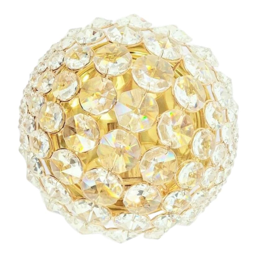 Wall Lamp, transparent crystal, gilt brass, Palwa, Germany, 1970s.