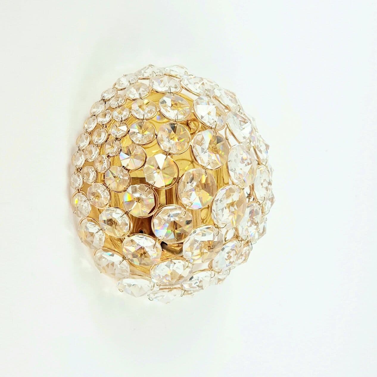Wall Lamp, transparent crystal, gilt brass, Palwa, Germany, 1970s. - 294807