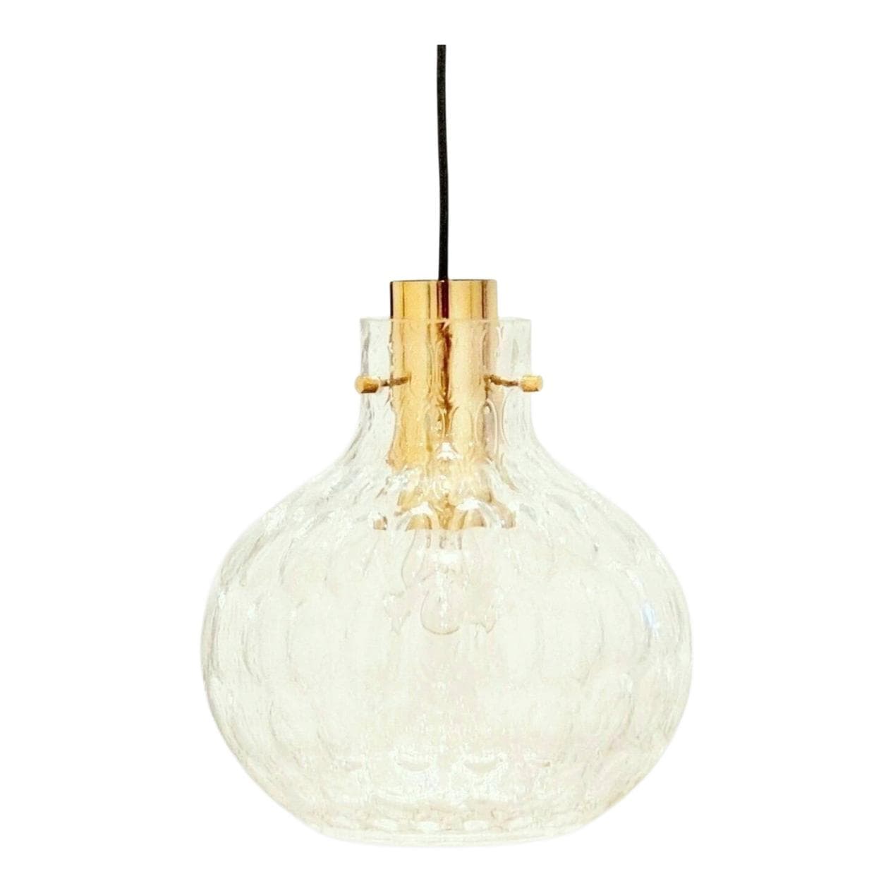 Lampa sufitowa Bubble, szkło transparentne, mosiądz złoty, proj. H. Tynell, Limburg, Niemcy, lata 60.
