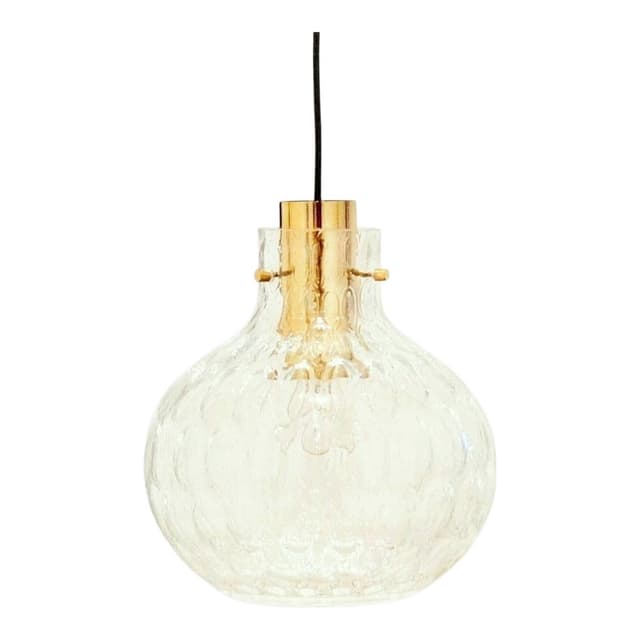 Lampa sufitowa Bubble, szkło transparentne, mosiądz złoty, proj. H. Tynell, Limburg, Niemcy, lata 60. - WYMIARY