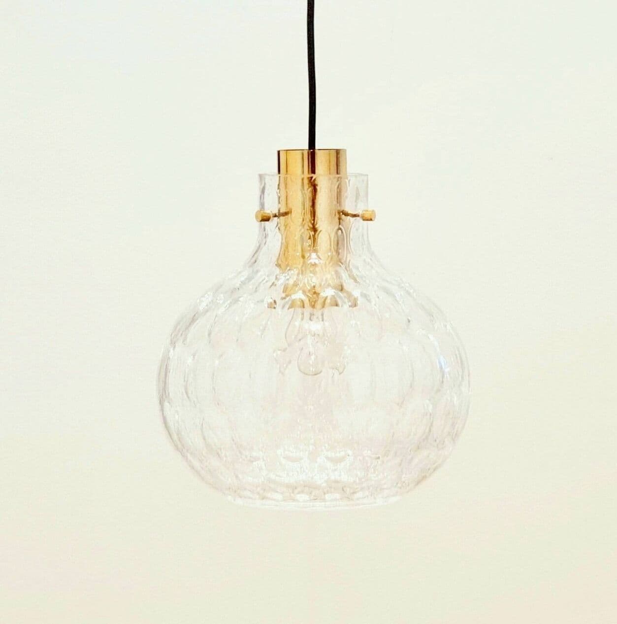 Lampa sufitowa Bubble, szkło transparentne, mosiądz złoty, proj. H. Tynell, Limburg, Niemcy, lata 60. - 294749