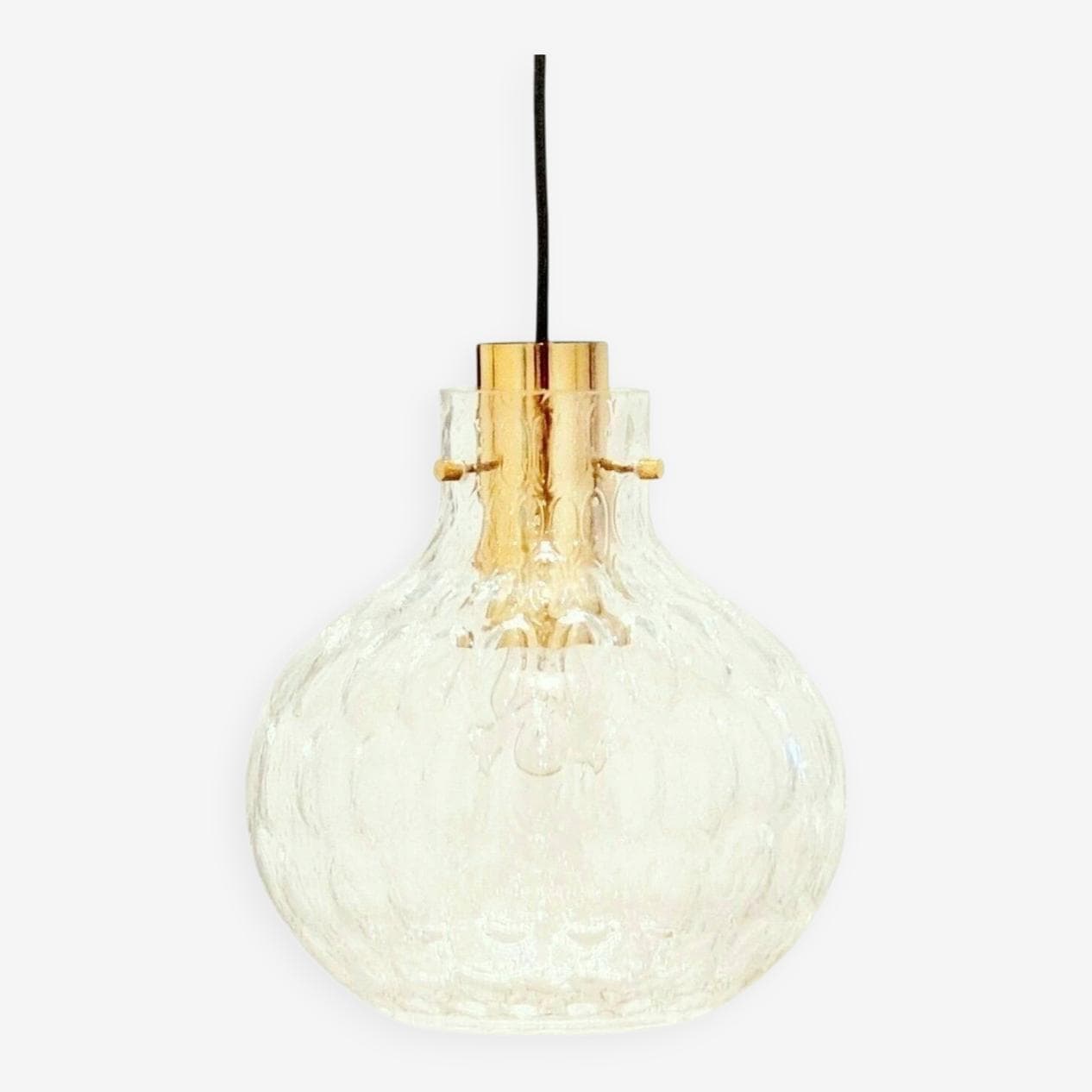 Lampa sufitowa Bubble, szkło transparentne, mosiądz złoty, proj. H. Tynell, Limburg, Niemcy, lata 60. - 294750