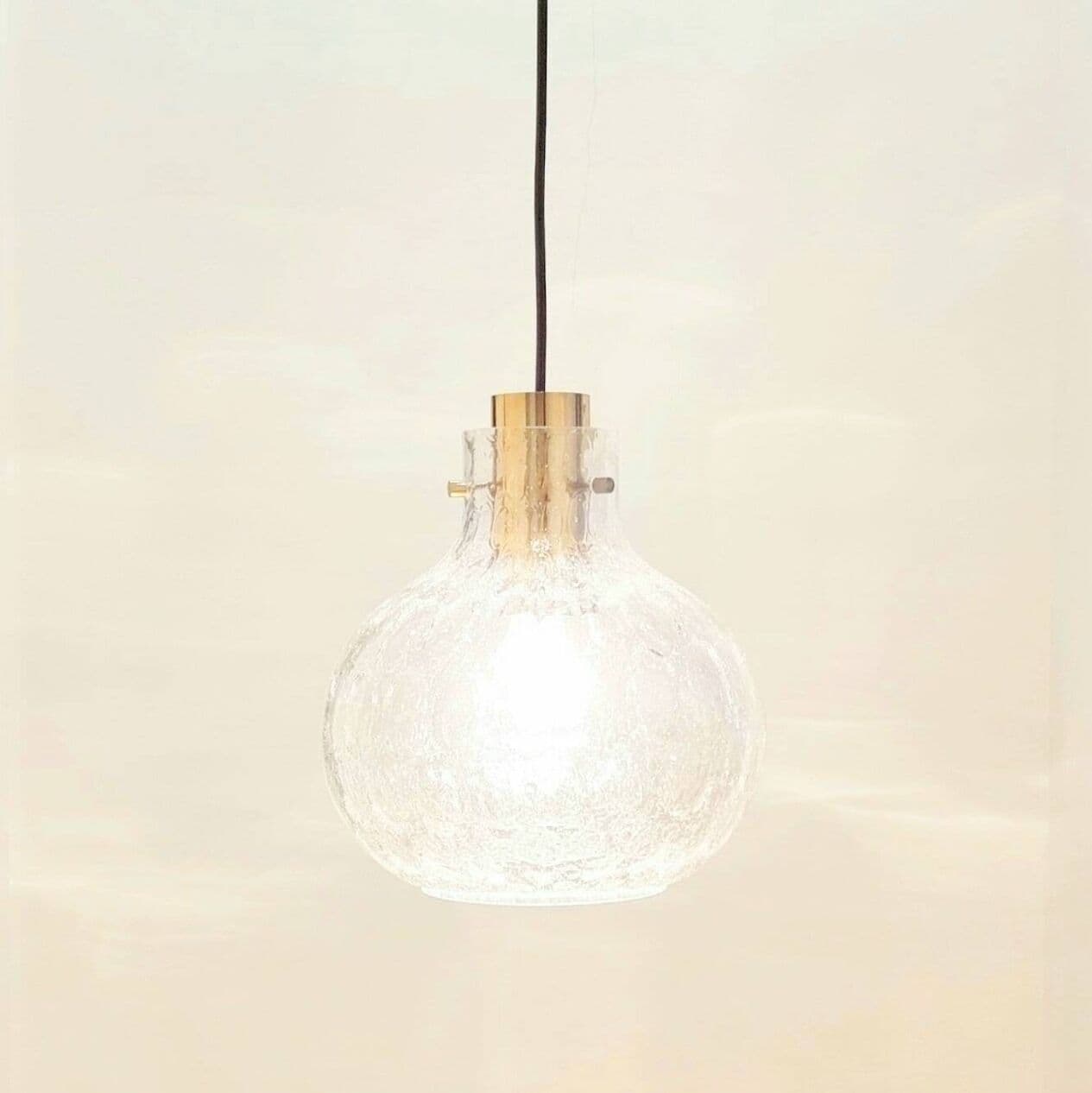 Lampa sufitowa Bubble, szkło transparentne, mosiądz złoty, proj. H. Tynell, Limburg, Niemcy, lata 60. - 294753