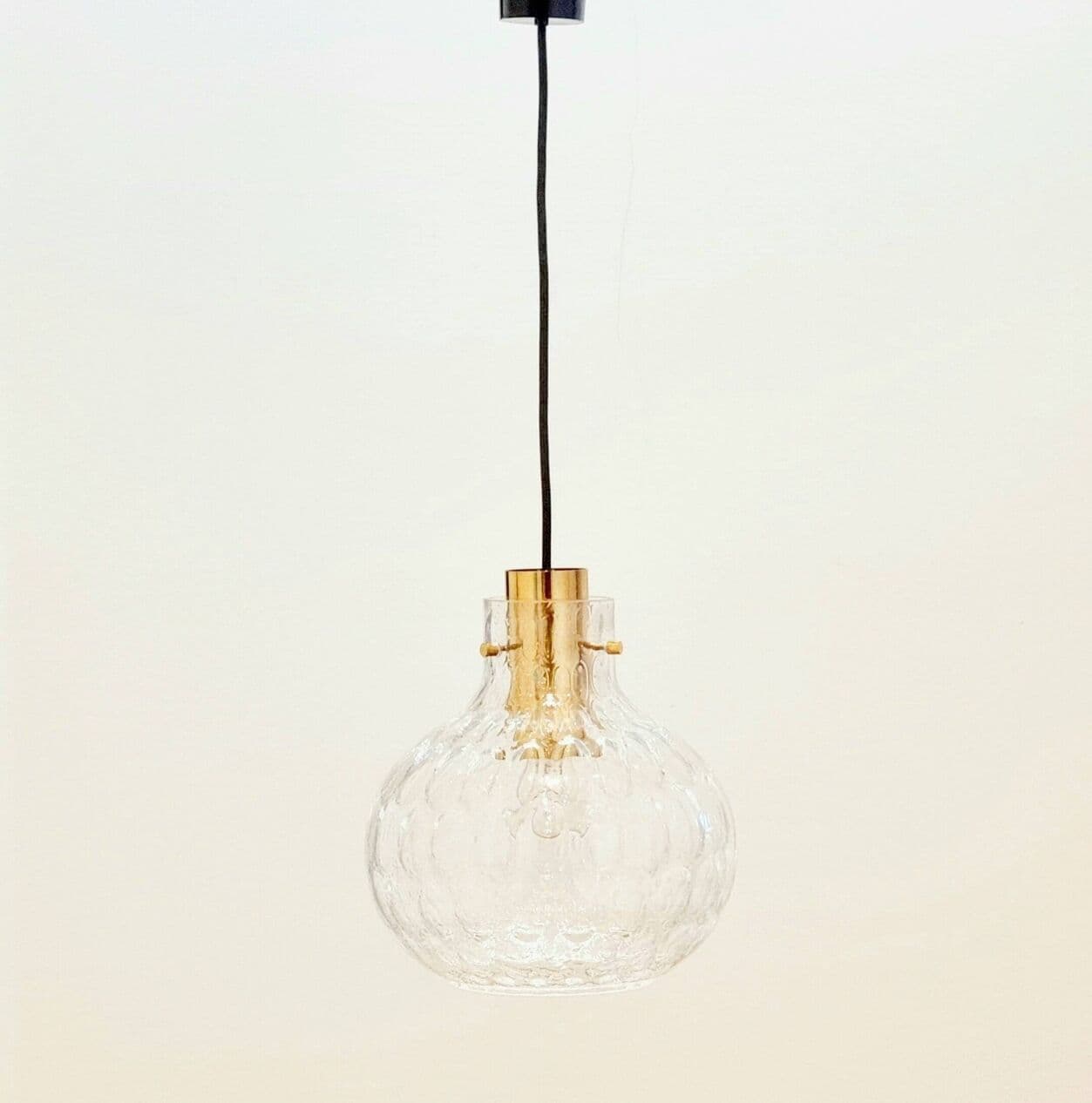 Lampa sufitowa Bubble, szkło transparentne, mosiądz złoty, proj. H. Tynell, Limburg, Niemcy, lata 60. - 294751