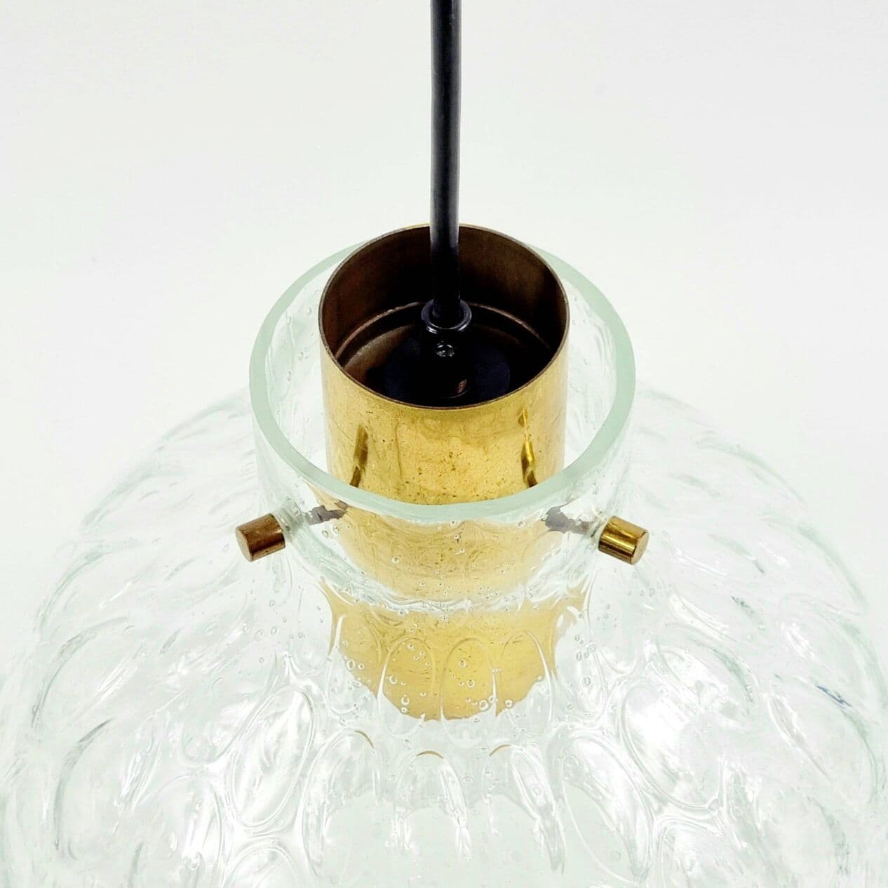 Lampa sufitowa Bubble, szkło transparentne, mosiądz złoty, proj. H. Tynell, Limburg, Niemcy, lata 60. - 294755