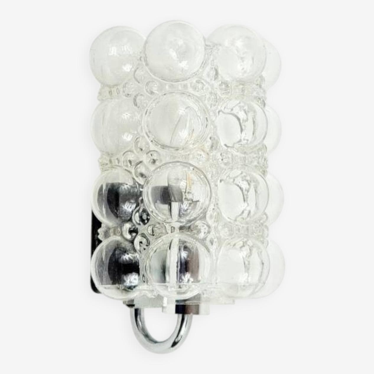 Kinkiet Bubble, transparentny, szkło, chrom, proj. H. Tynell, Limburg, Niemcy, lata 60. - 294739