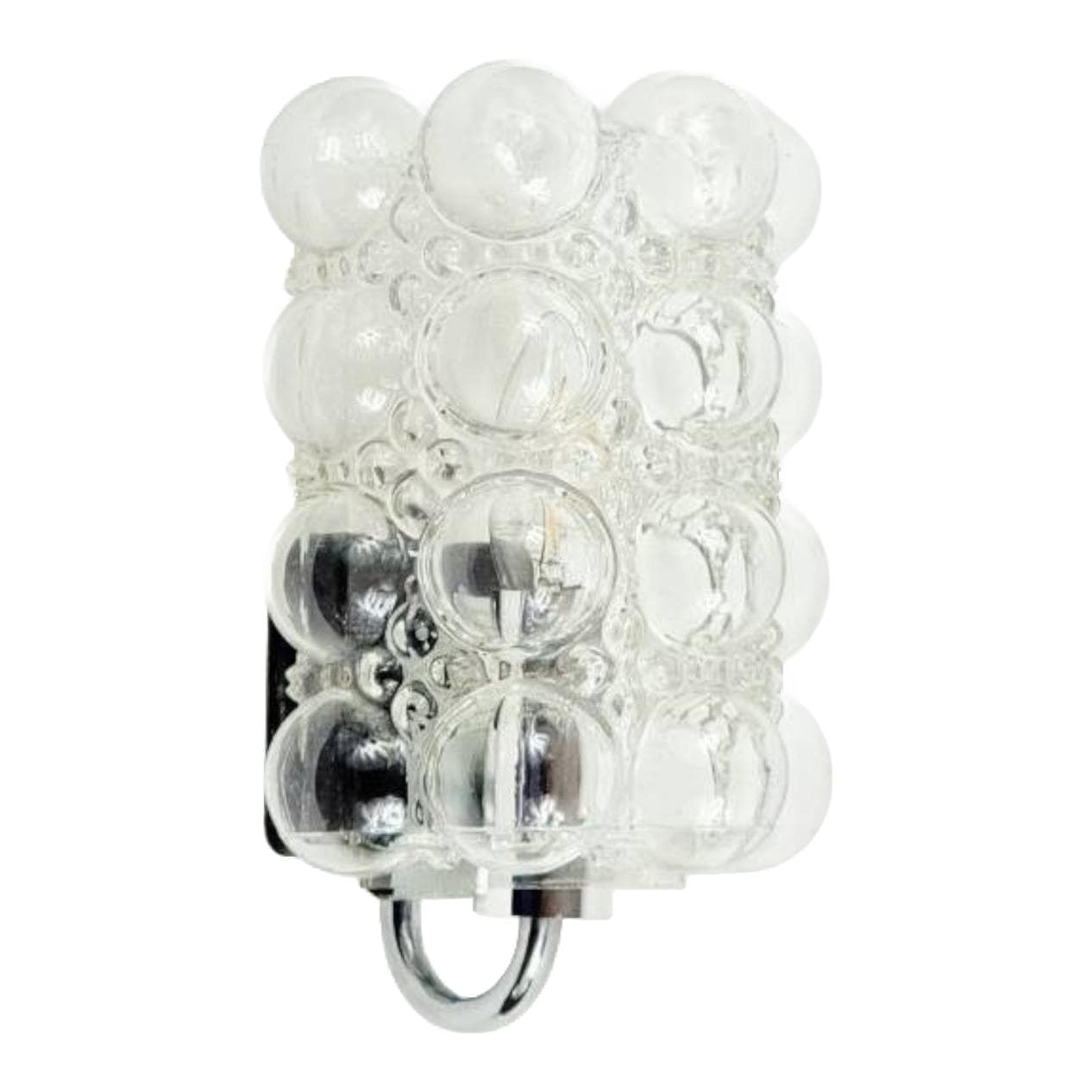 Kinkiet Bubble, transparentny, szkło, chrom, proj. H. Tynell, Limburg, Niemcy, lata 60.