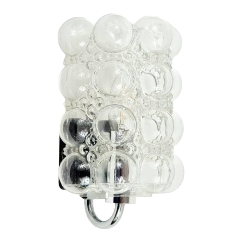 Kinkiet Bubble, transparentny, szkło, chrom, proj. H. Tynell, Limburg, Niemcy, lata 60.