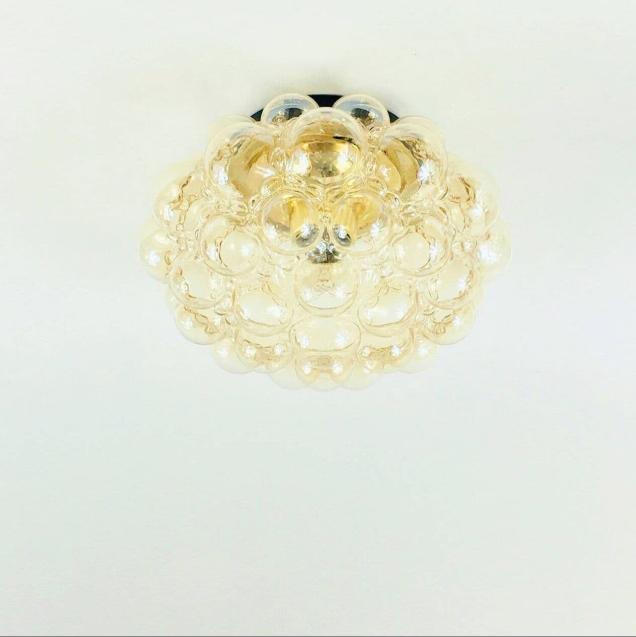 Lampa sufitowa Bubble, szkło złote, mosiądz, proj. H. Tynell, Limburg, Niemcy, lata 70. - 294718