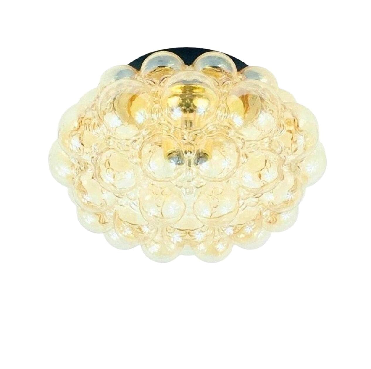 Lampa sufitowa Bubble, szkło złote, mosiądz, proj. H. Tynell, Limburg, Niemcy, lata 70.